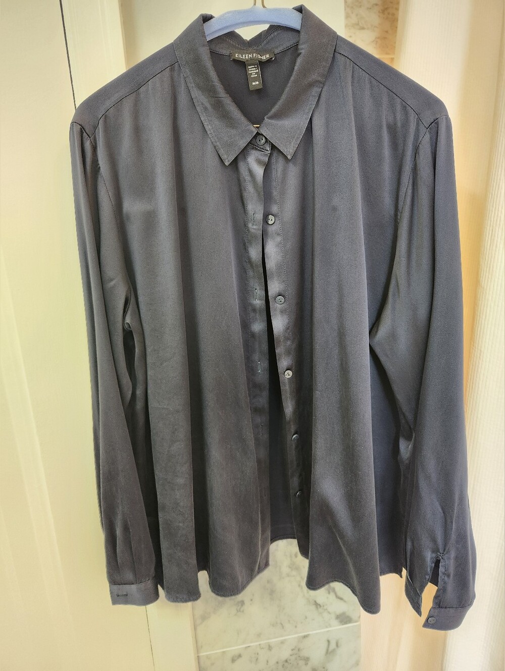 Eileen Fisher Women's Dark Blue Long-Sleeve Button Shirt